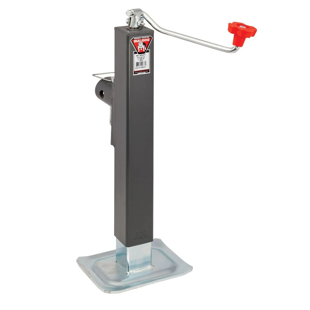 Trailer Jack, Square, Side Mount, 8000 lbs., Topwind, Fixed Leg, 15 Inch Travel
