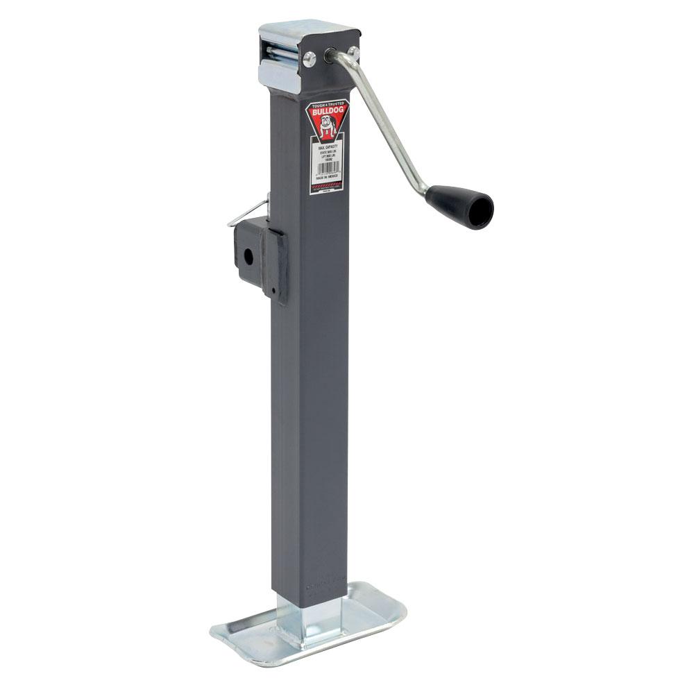 Trailer Jack, Square, Side Mount, 5000 lbs., Sidewind, Weld-On, 15 Inch Travel