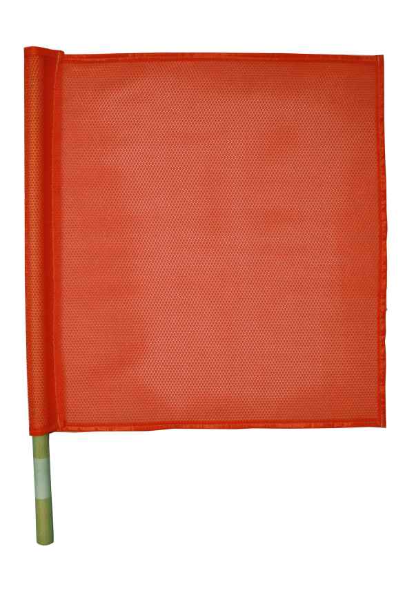 교통 깃발, 빨강/주황색, 18 x 18인치 크기, 24인치 손잡이