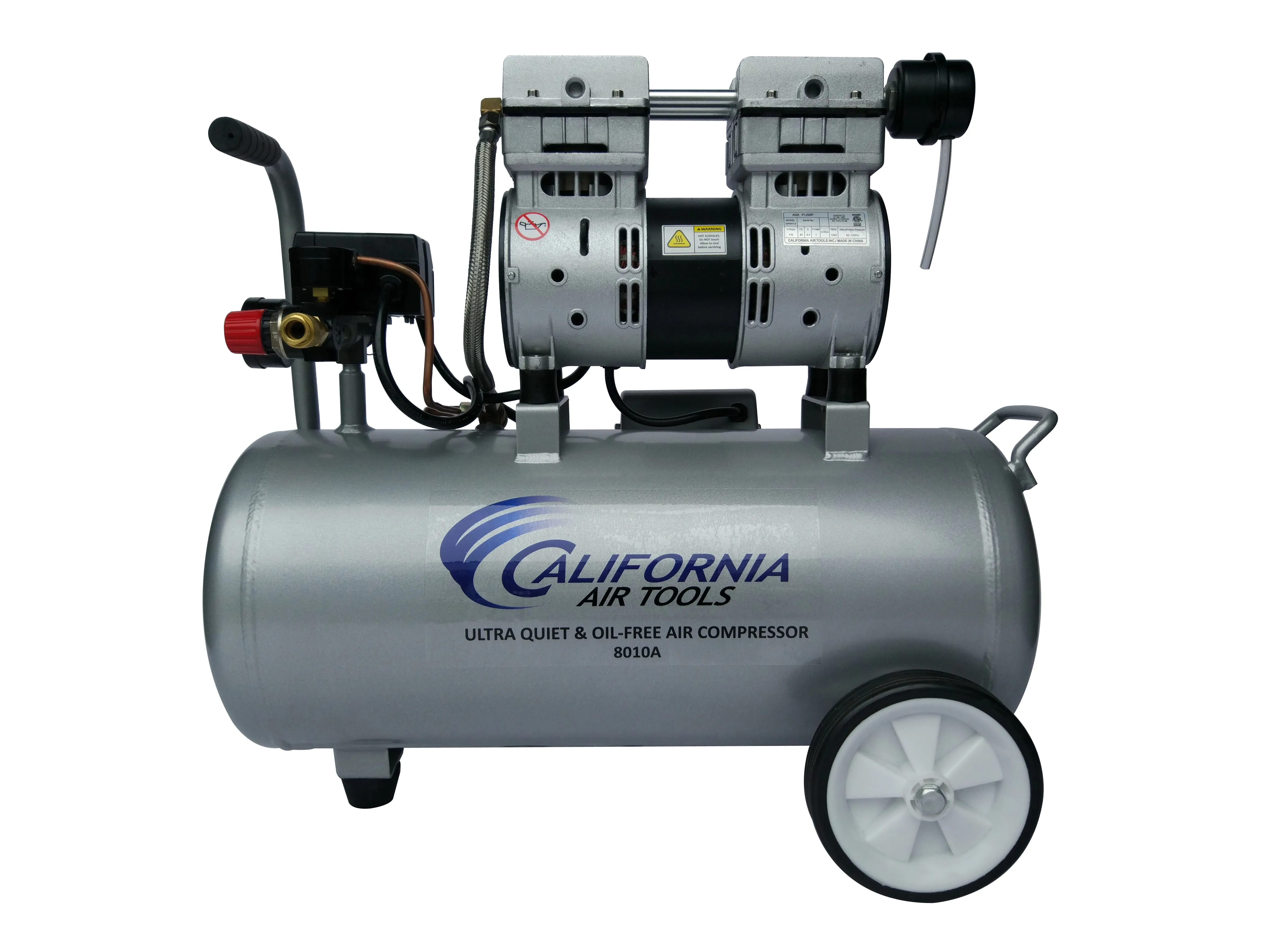 Ultra Quiet Oil-Free Air Compressor, 1HP, 8Gal