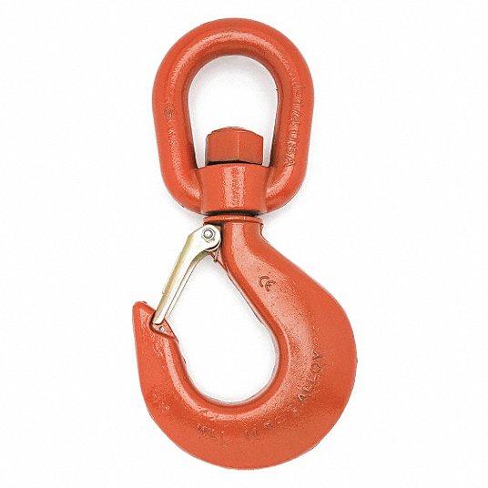 Alloy Swivel Hoist Hook With Latch, 15 Ton
