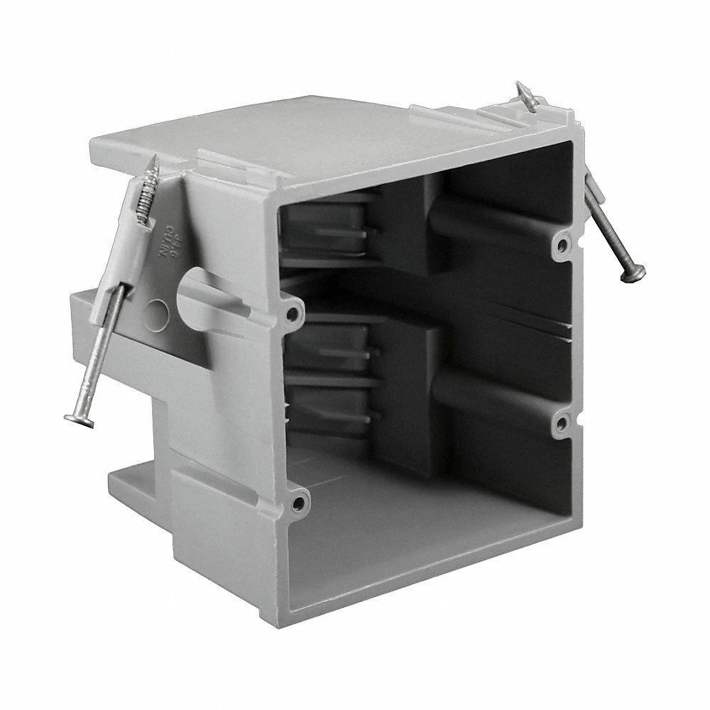 Electrical Box, PVC, Nonmetallic Material & Nominal Size, 2 Gangs, 3 9/16 Inch Box Dp