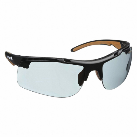 Safety Glasses, Wraparound Frame, Half-Frame, Gray, Black/Tan, Black, M Eyewear Size