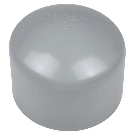 Pipe End Cap, Gray, PVC, 100PK