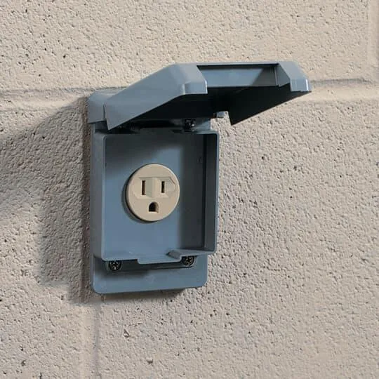 Weatherproof Box Cover, Vertical Mounting Orientation, Non-Metallic Type, Gray, 10PK