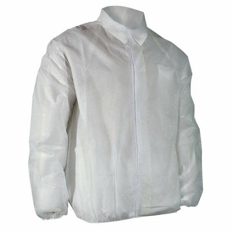 Disposable Lab Coat, Polypropylene, Light Duty, Serged Seam, White, Cellucap, M, 50 PK