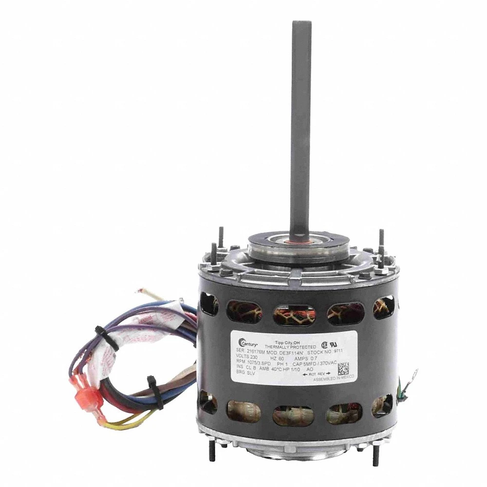 Fan and Blower Motors, Ring Mount, Open Air-Over, 1/10 HP, 1,075 Nameplate RPM, 3 Speed