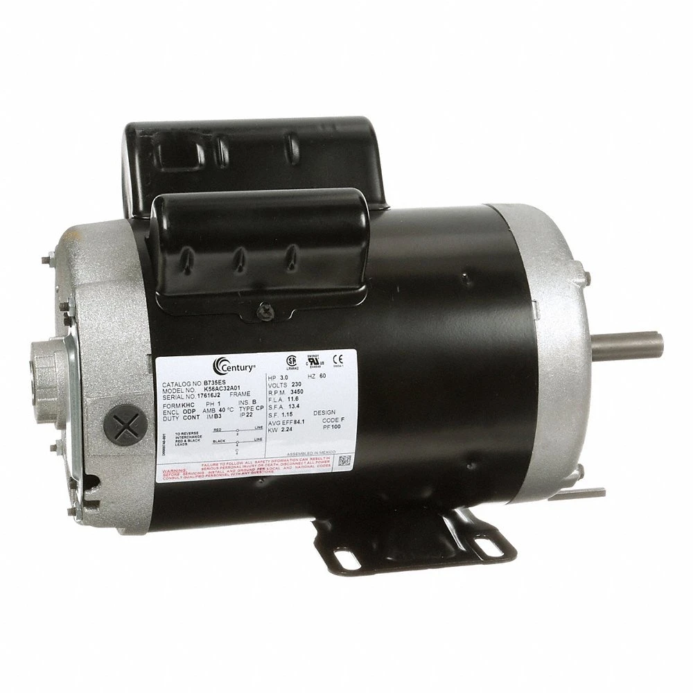 General Purpose Motor, 1 Ph, 3 HP, 230V AC, 56 Frame Size, 5/8 Inch x 1 7/8 Inch, 60 hz