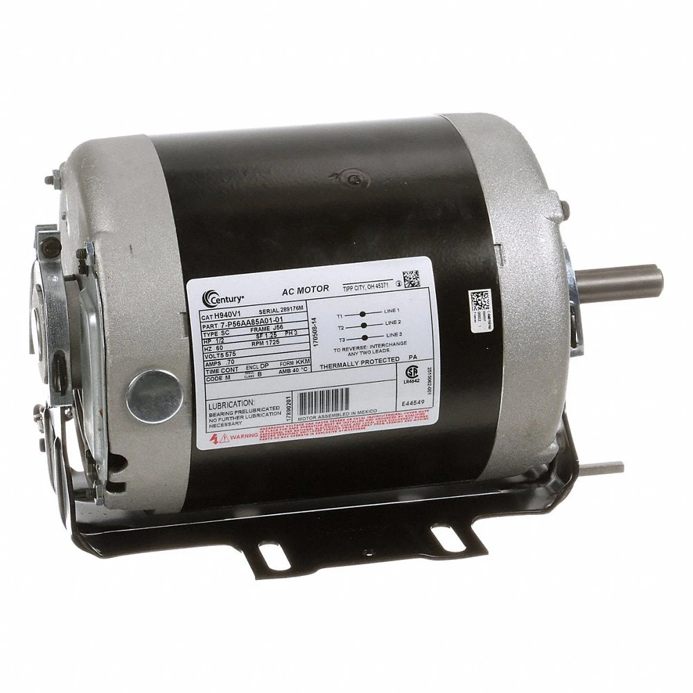 General Purpose Motor, Open Drip Proof, Rigid Base Mount, 1/2 HP, 1725 Nameplate RPM, 575V