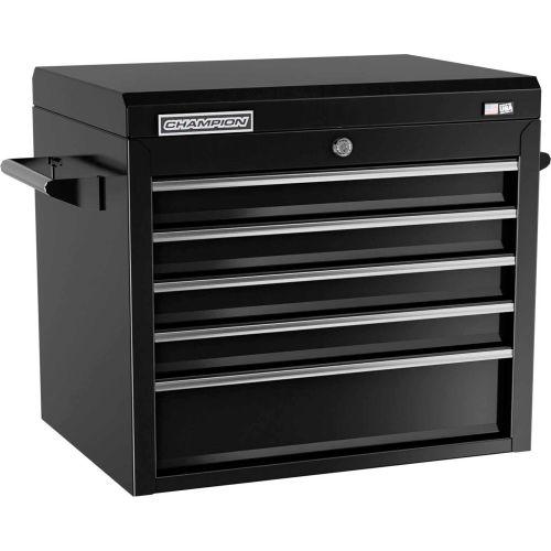 Cabinet, 27 x 20 Inch Size, 5 Drawers, Top Chest, Black