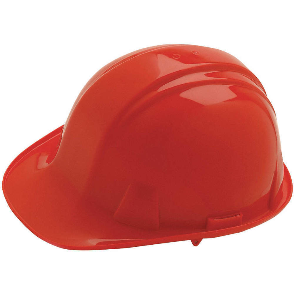 Hard Hat, Front Brim, Red, 4 Pt. Ratchet Suspension, Size 6-1/2"-8"