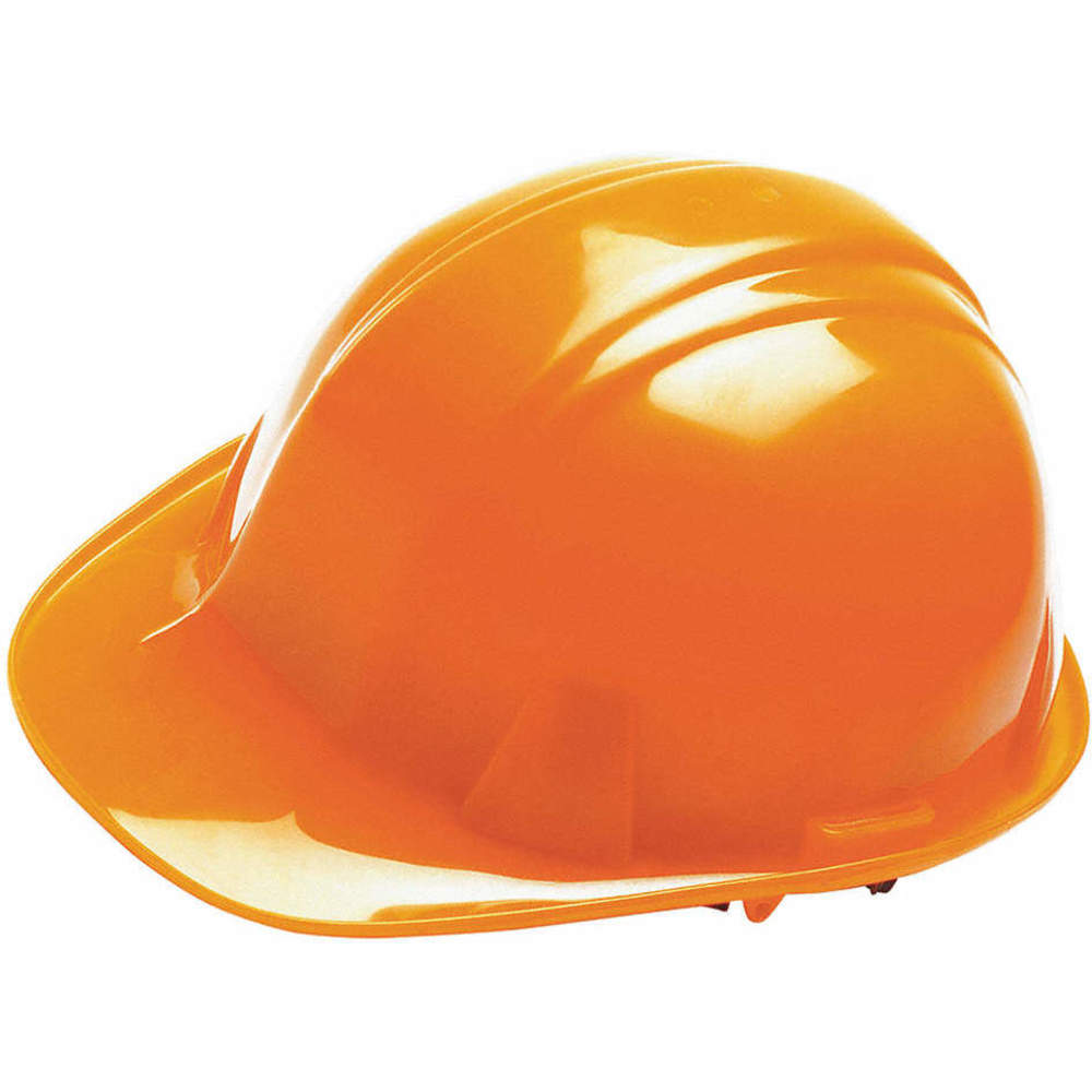 Hard Hat, Front Brim, Orange, 4 Pt. Ratchet Suspension, Size 6-1/2"-8"