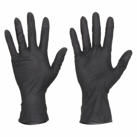 Disposable Gloves, Medical-Grade, 2Xl, 3 Mil, Powder-Free, Nitrile, Grain, Full, Black