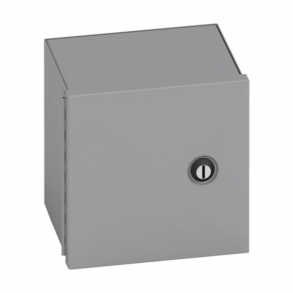 Caja de panel, tamaño de 10 x 4 x 8 pulgadas, montaje en pared, orificios pasantes, acero al carbono