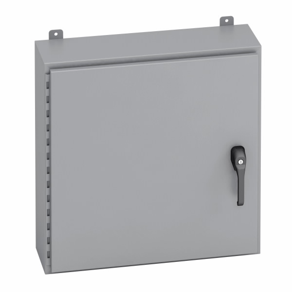 Wall Mounted Panel Enclosure, 12 x 24 x 30 Inch Size, Hinged Cover, Carbon Steel