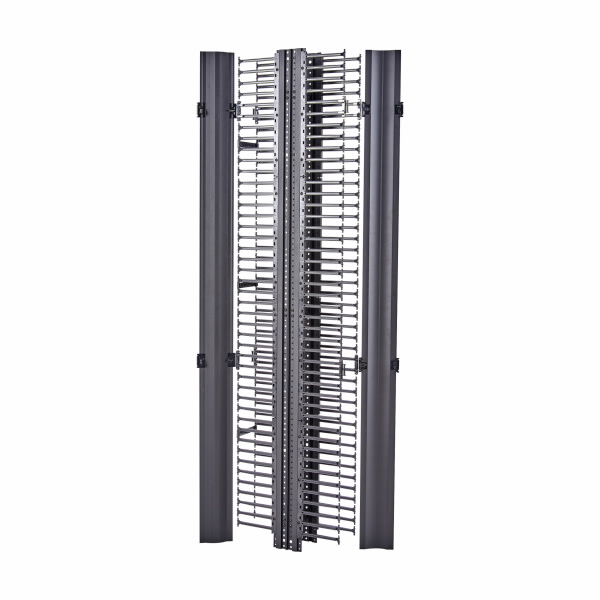 Vertical Cable Manager, 60.375 x 21.625 x 10 Inch Size, Aluminium, Flat Black