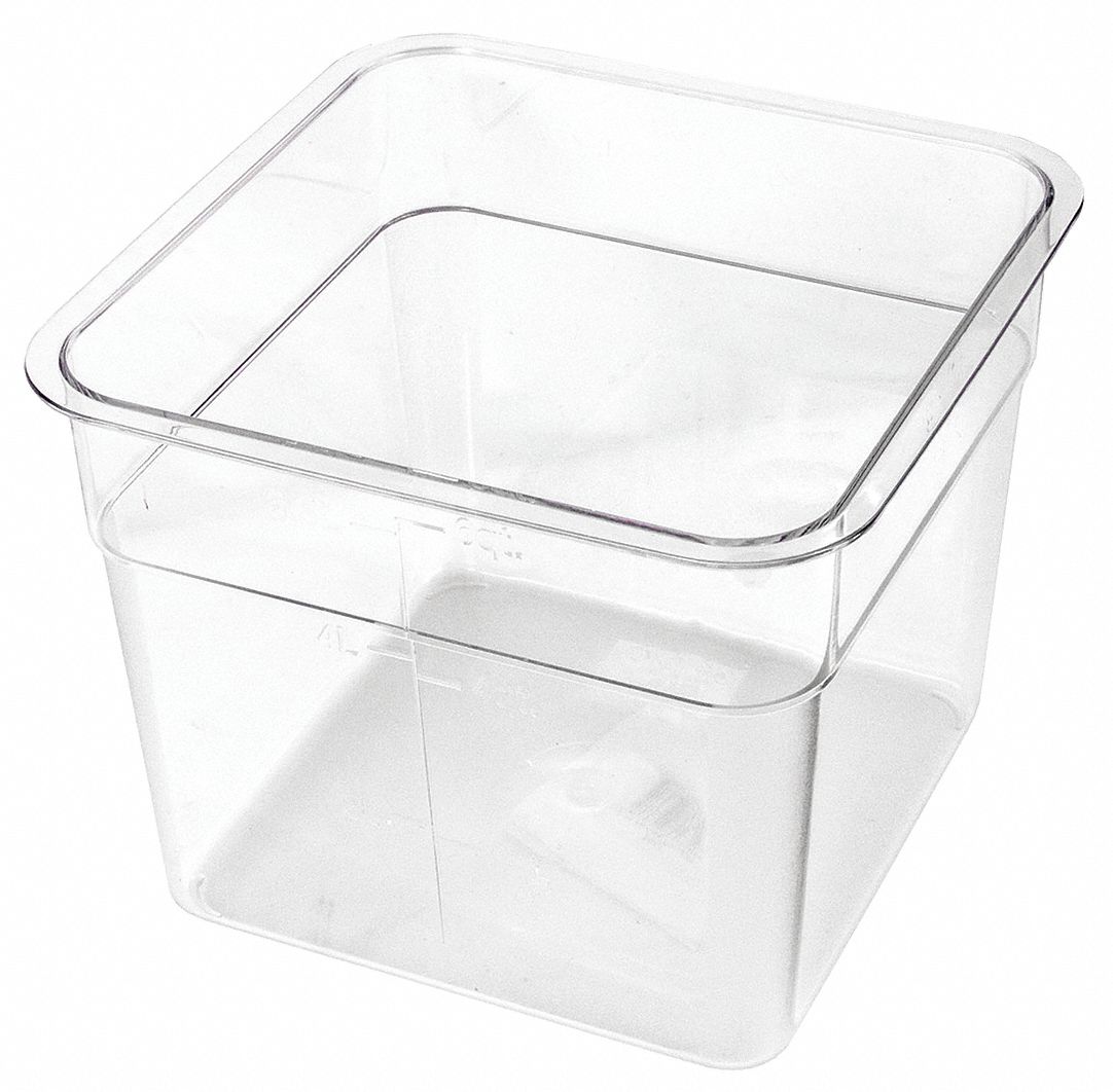 Square Storage Container, 7 1/4 Inch x 7 1/4 Inch x 4 Inch Size, Plastic, Clear