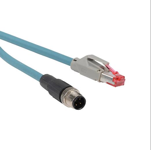 Datalogic 電纜，以太網，4 針 D 編碼 M12 轉 Rj45，PVC，16.4 英尺電纜長度