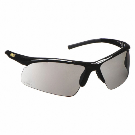 Safety Glasses, Wraparound Frame, Full-Frame, Gray Mirror, Black, Black, M Eyewear Size