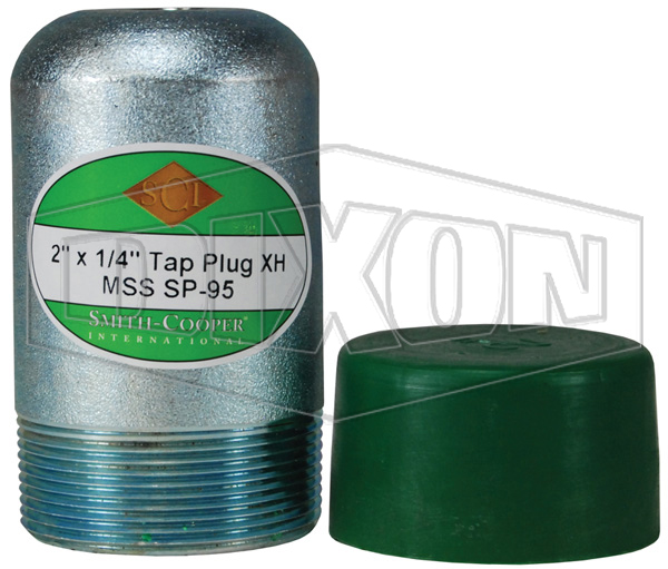 Bull Plug With Tap, Green Cap Component, 6 Length, 3 x 1/2 Inch Thread