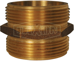 Domestic Double Male Hex Nipple Brass, NPT x NST Thread, 6 x 6 Inch Thread
