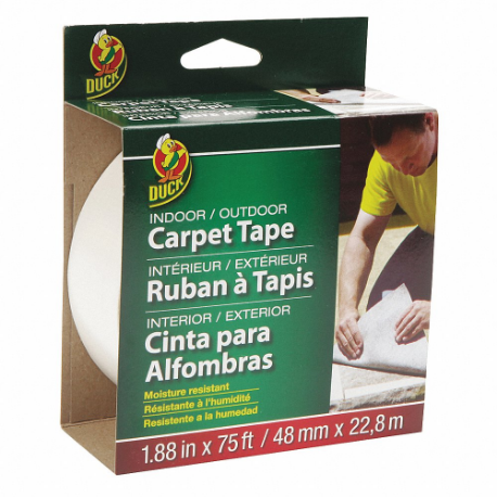 カーペットテープ、1.88インチ x 75フィート、3インチコア、白、カーペットテープ、1.88インチ x 75フィート