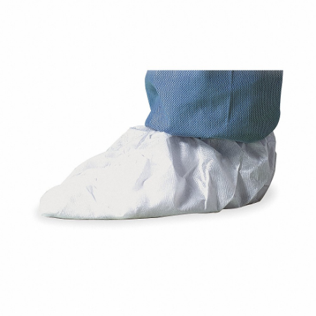 Cleanroom Shoe Cover, Ankle, Includes Slip Resistant Sole, White, 100 Pack