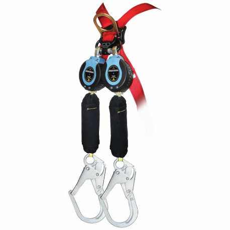 Self-Retracting Lifeline, 2 1/2 Inch Steel Rebar Hook Anchor, Harness Steel Carabiner