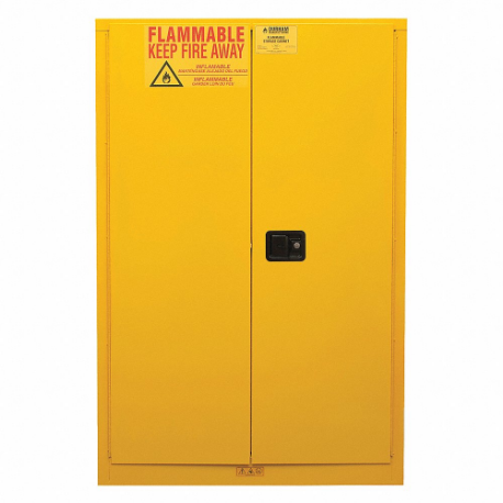 Gabinete de seguridad para materiales inflamables, 45 gal, 43 pulgadas x 18 pulgadas x 65 pulgadas, amarillo, cierre manual