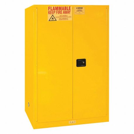 Brandfarligt opbevaringsskab, manuelt, 2 dør, 90 gallon, gul