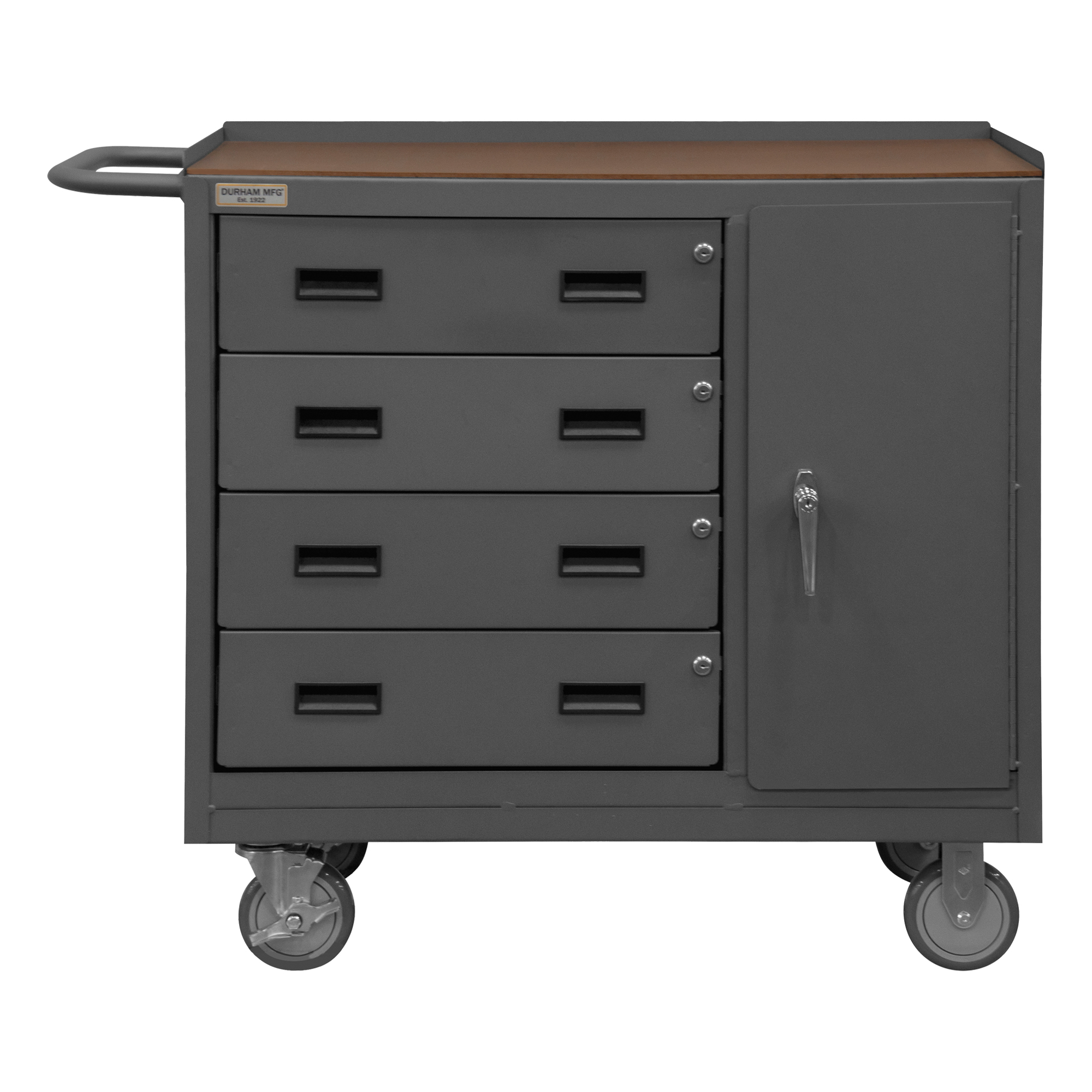 Mobile Bench Cabinet, Hard Board, 2 Door, Size 25-13/16 x 42-1/8 x 36-3/8 Inch
