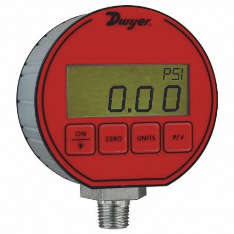 Đồng hồ đo áp suất quy trình kỹ thuật số, 0 đến 500 PSI, 1/4 inch Npt Male, Đáy, Mặt số 3 inch, Dpg
