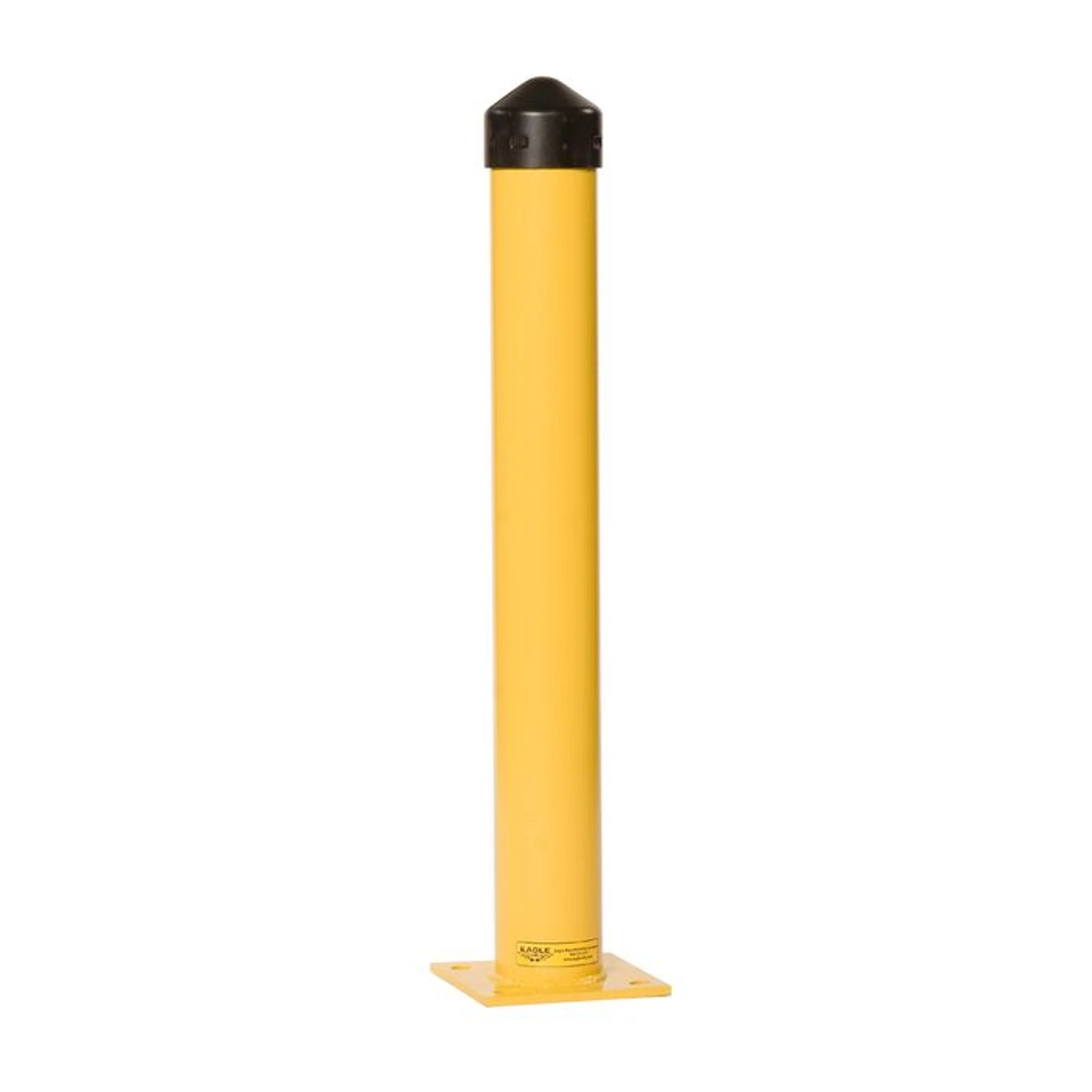 EAGLE 1742 4 In Round Steel Bollard Post, 24 In High, Yellow with cap | AG8DXU