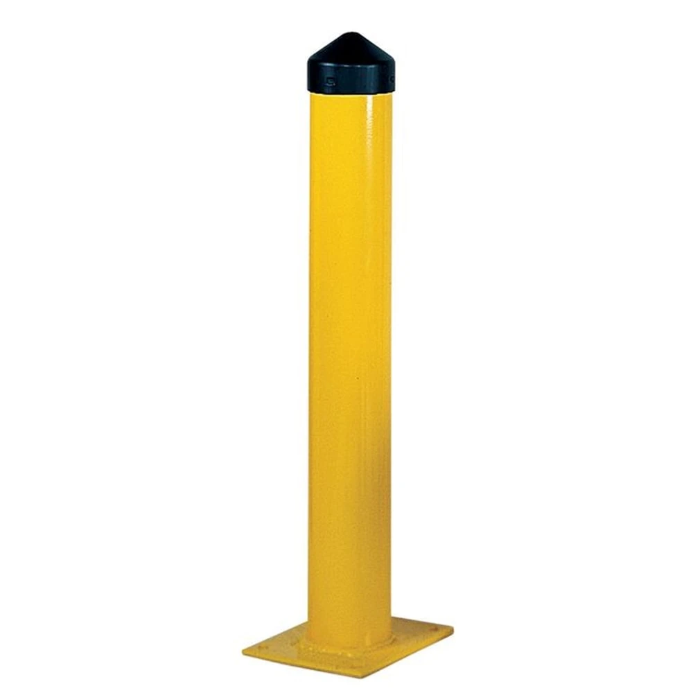 EAGLE 1744 4 In Round Steel Bollard Post, 42 In High, Yellow with cap | AG8DXY