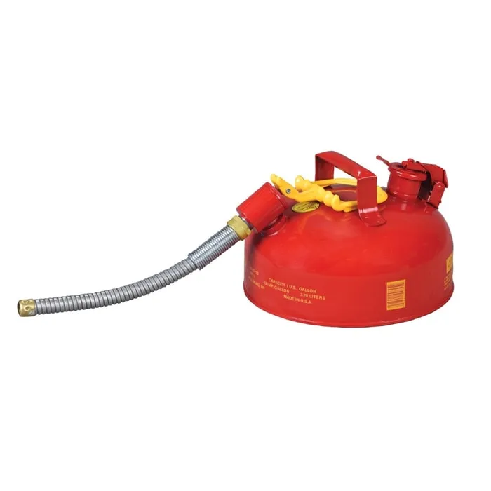 Type II Safety Can, 1 gal. Capacity, Steel, Galvanized Finish, Red, Used for Flammables