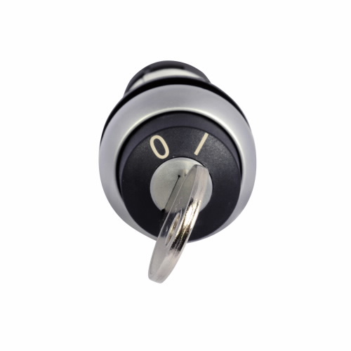 Compact Pushbutton Selector Switch, Non-Illuminated, Key Operated, Silver Bezel