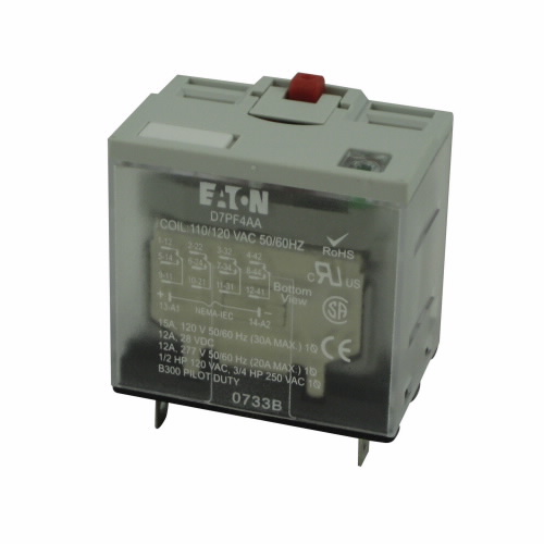 D7 General Purpose Plug-In Relay, Full Featured Cover, 120V Coil