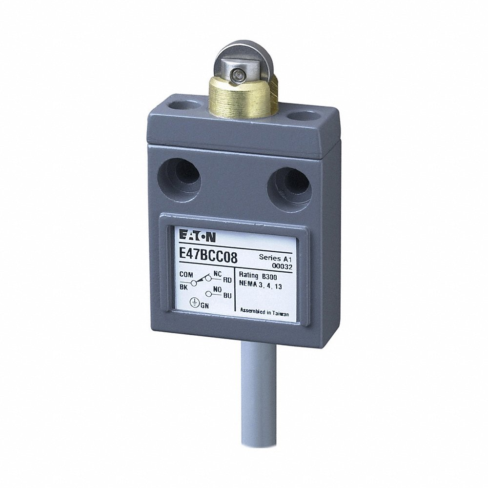 EATON E47BCC08 Compact Limit Switch, E47, Sealed Roller Plunger, Cable, 9.8 Ft, 5A At 250 Vac | BJ2YYR