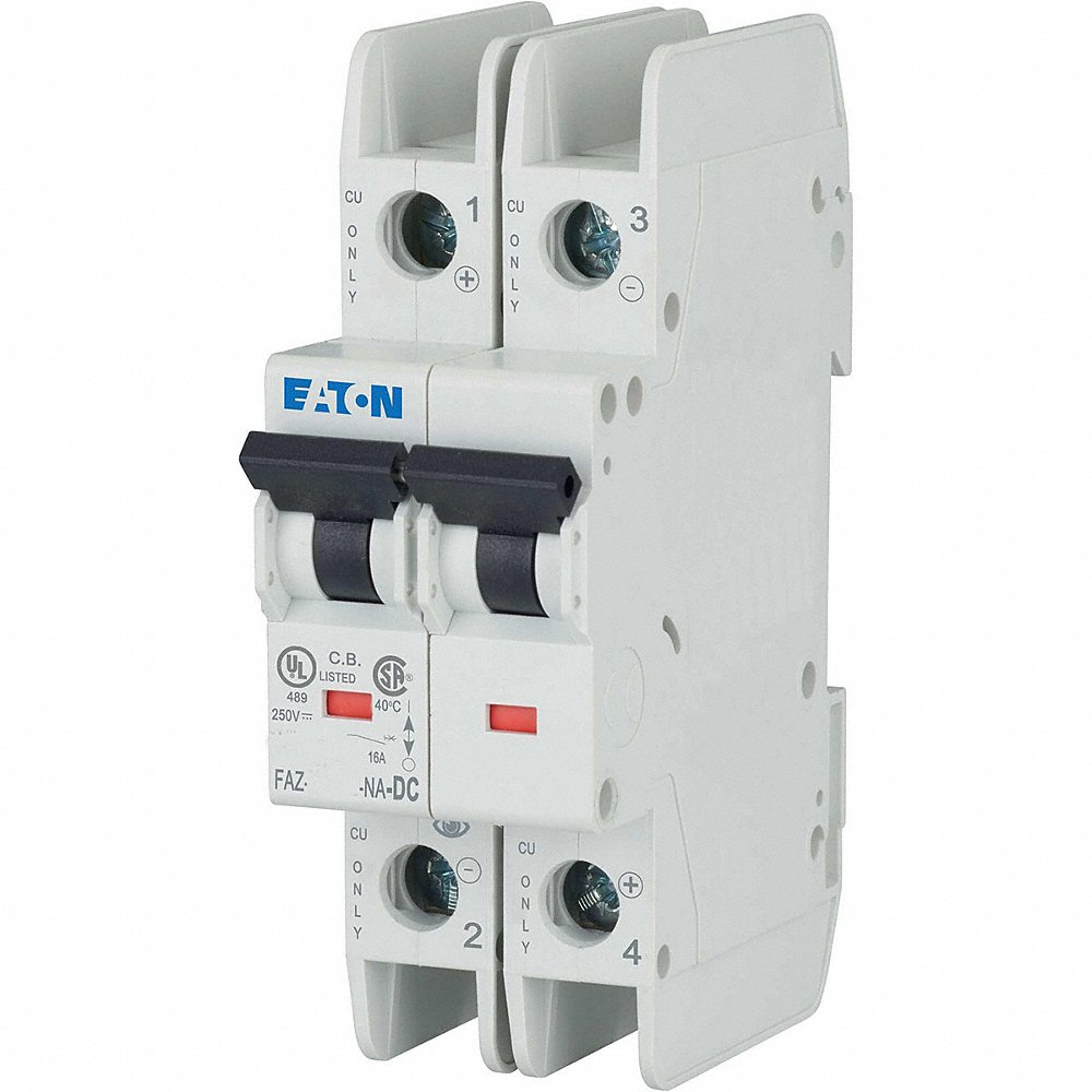 EATON FAZ-C10/2-NA-DC Standard Current Limiting Supplementary Protector, 125 VDC, 10 A, 2 Poles | BH9JKV