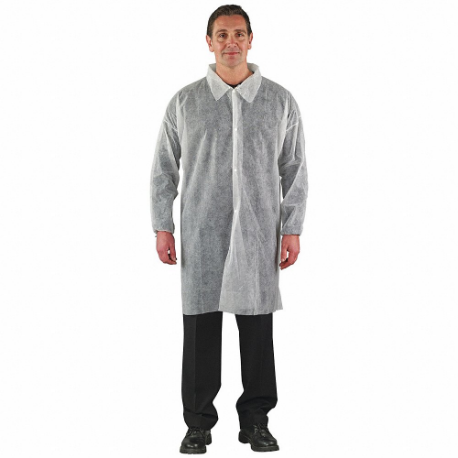 Disposable Lab Coat, Spunbond Polypropylene, White, 5Xl, 30 PK