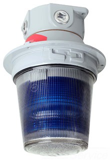 Baliza LED intermitente o fija, 24 V, azul