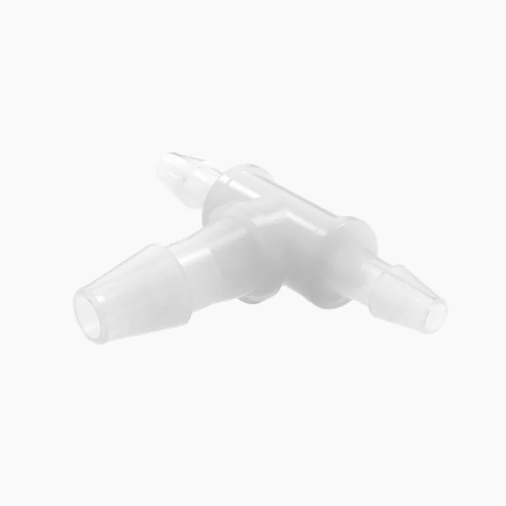 Reduction Tee, 1/16 x 3/32 Inch Barb, Natural Kynar 740