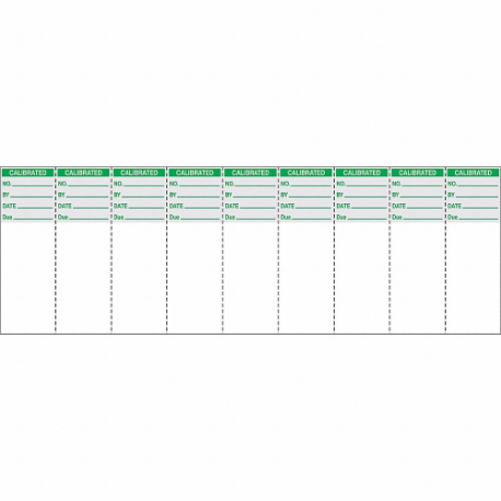 Label, Calibration, 1 Inch Width, 3 Inch Height, Green/White, Not Laminated, 90PK