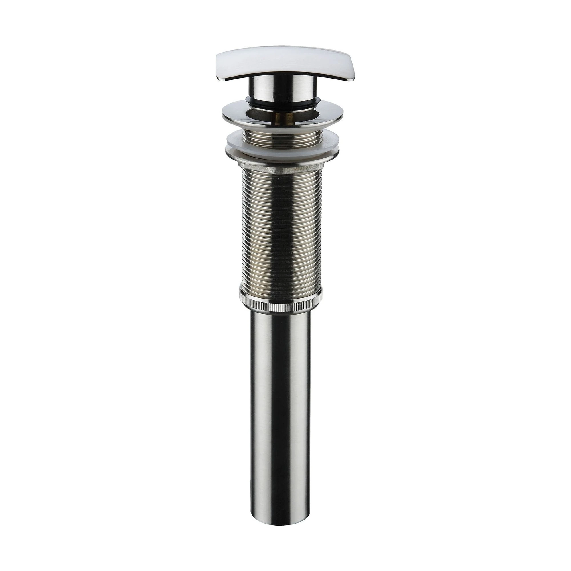 Vessel Popup Drain with Square Canopy without overflow, Brushed Nickel