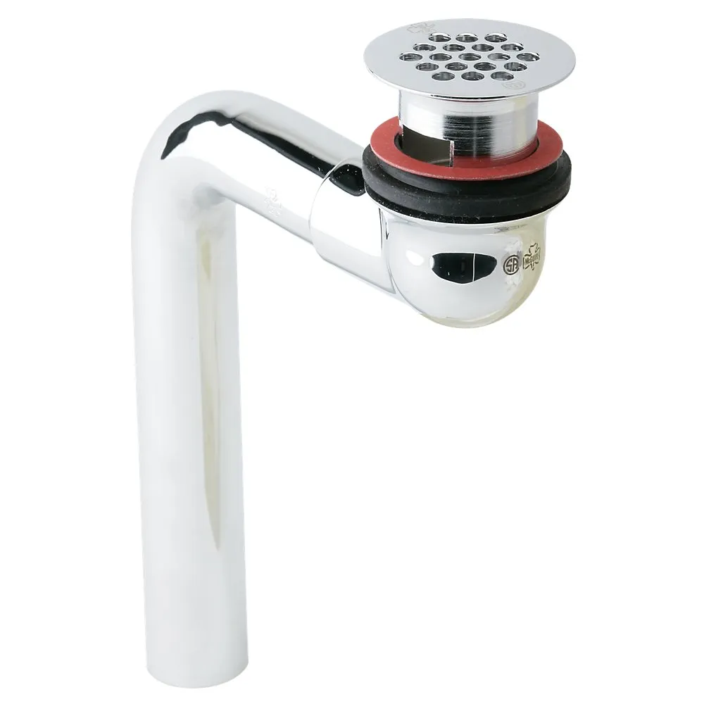 Drain Outlet Fitting Chrome Plated, Perforated Grid And Elbow, Brass