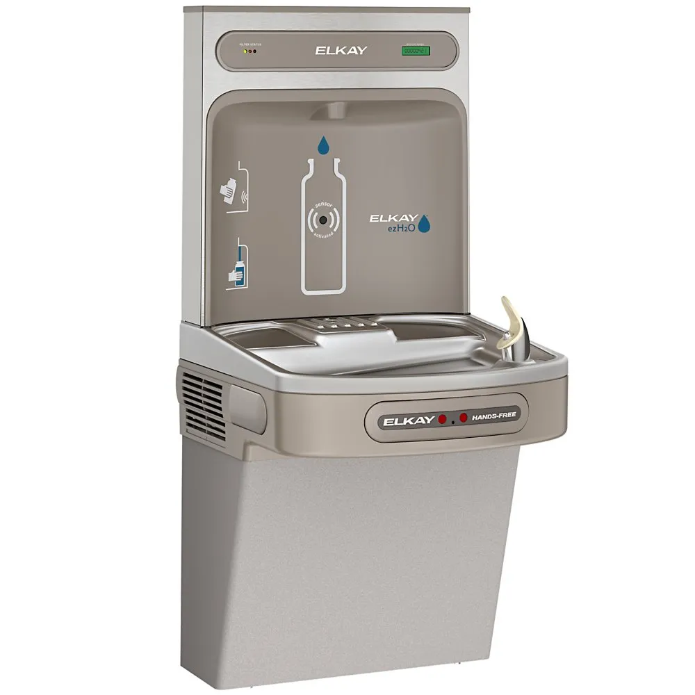 ELKAY LZO8WSLK Drinking Fountain, With Bottle Filler, Refrigerated, 39 1/8 Inch Height, Gray | CJ2ATR 60NJ96