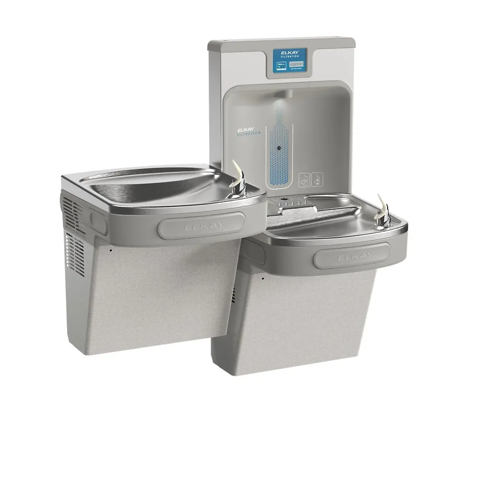 ELKAY LZSTL8WSLP Drinking Fountain, With Bottle Filler, Refrigerated, 39 1/2 Inch Height, Gray | CJ2ATH 39AM87