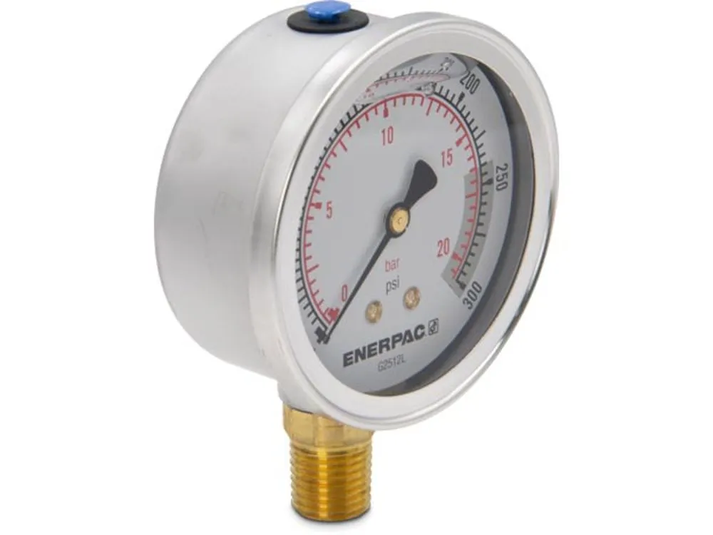 ENERPAC G2512L Hydraulic Pressure Gauge, 2.50 Inch Face, Glycerine Filled, 300 Max. Psi | AD6MRF 46C564