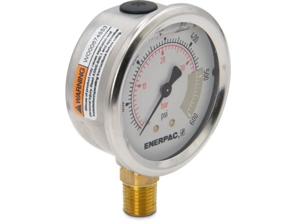 ENERPAC G2513L Hydraulic Pressure Gauge, 2.50 Inch Face, Glycerine Filled, 600 Max. Psi | AD6MRG 46C565