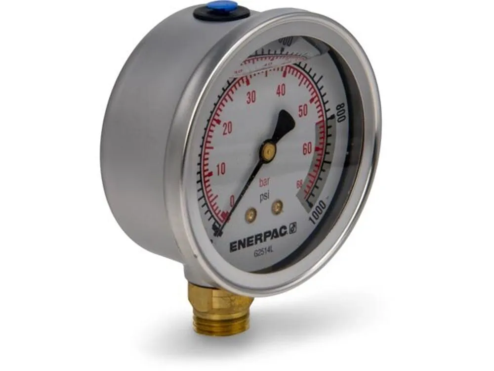 ENERPAC G2514L Hydraulic Pressure Gauge, 2.50 Inch Face, Glycerine Filled, 1000 Max. Psi | AD6MRH 46C566